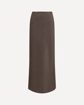 Silk twill A-line maxi Skirt - BROWN | Base Blu