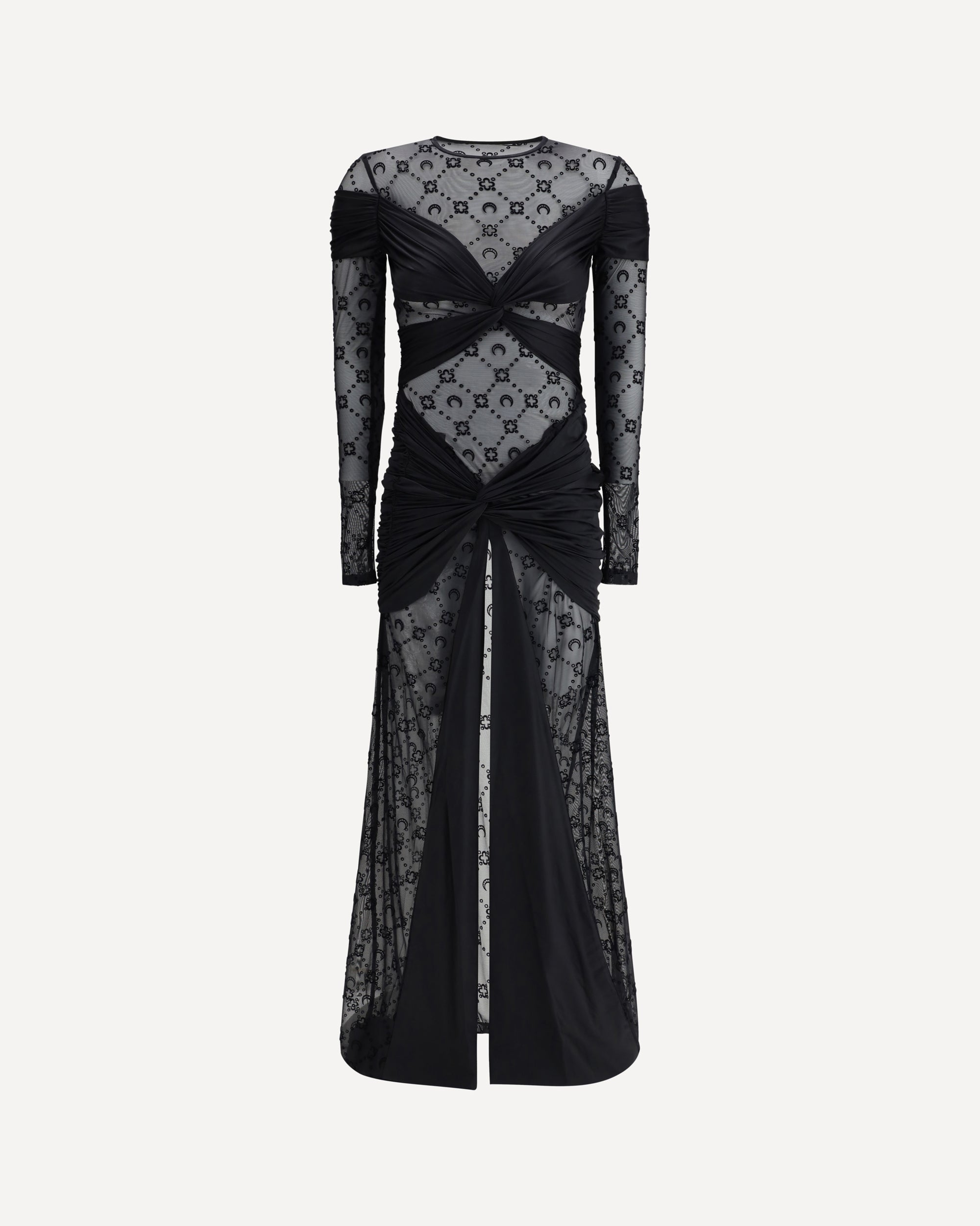 marine serre black dress Marine Serre: Black Draped Jersey Sleeveless Open-Back Maxi Dress