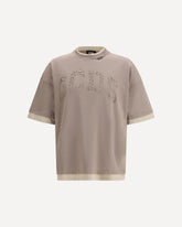 Over T-Shirt in cotton jersey with short sleeves with perforated logo - BROWN | Base Blu