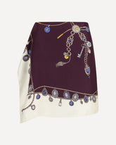 Printed silk twill Mini Skirt - BORDEAUX | Base Blu