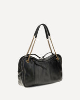 Large Dolce textured leather Shoulder Bag - BLACK | Base Blu