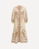 Indra Plunge floral Dress - BEIGE | Base Blu