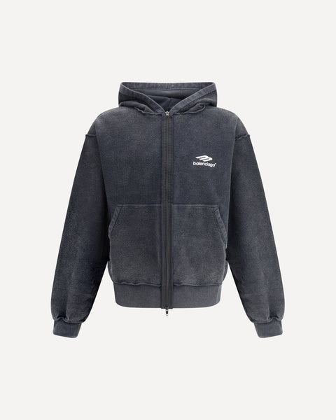 BALENCIAGA Inside-Out 3B Sports Icon Zip Hoodie BLACK | Base Blu