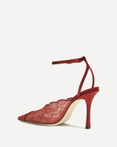 Faiz Metallic Lace Pumps - RED | Base Blu