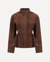 Peplum Jacket in suede goatskin - BROWN | Base Blu