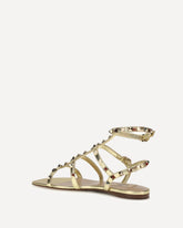 Sandali bassi Rockstud in pelle laminata - ORO | Base Blu