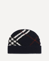 Check cashmere-blend Beanie - BLUE | Base Blu