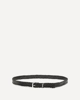 Cintura con fibbia rettangolare Cassandre in pelle intrecciata - NERO | Base Blu