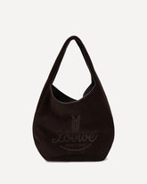 Roomy suede calfskin Hobo Shoulder Bag - BROWN | Base Blu