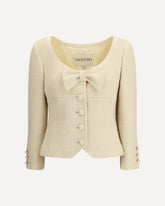 Short Jacket in Plain Wool Tweed - CREAM | Base Blu