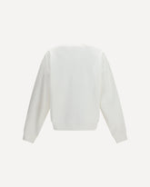 Cotton crew neck Sweatshirt with logo print - WHITE | Base Blu