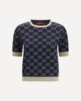 Knit Top with its iconic all-over monogram pattern - BLUE | Base Blu