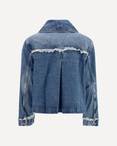 Rigid denim Jacket with lace details - BLUE | Base Blu