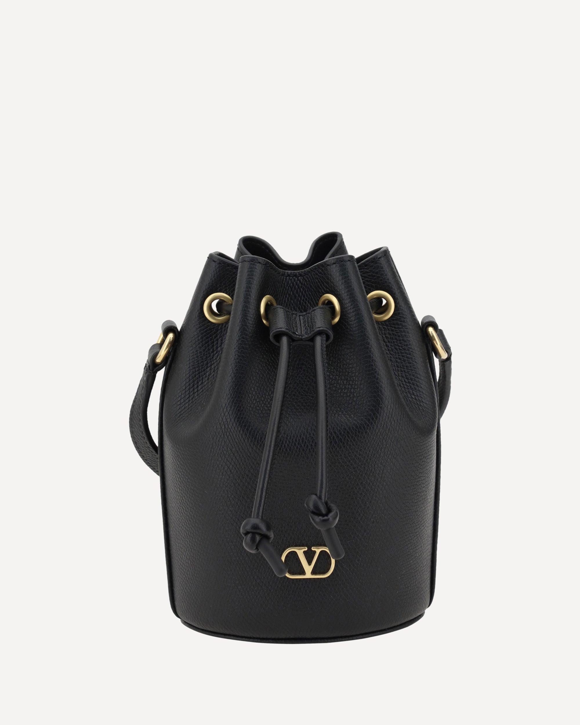 VALENTINO GARAVANI Mini Vlogo Drawstring Bucket Bag BLACK