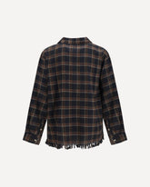 Raw-cut fringe plaid Shirt - BLUE | Base Blu
