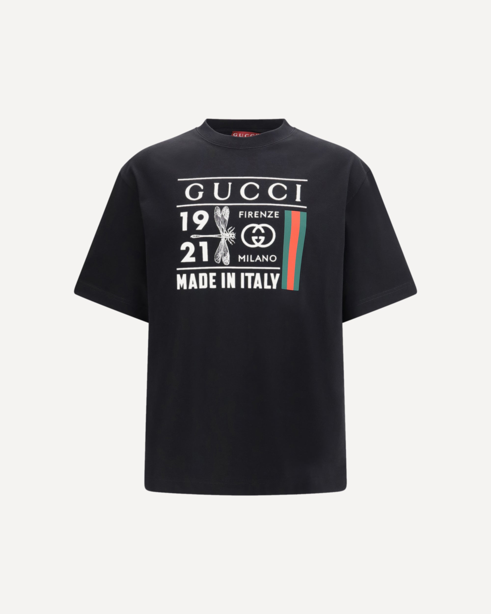 GUCCI Heavy cotton jersey T-shirt with Gucci Firenze print BLACK