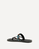 Slip-on leather Sandals with sequins - BLACK | Base Blu