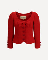 Short Jacket in Plain Wool Tweed - RED | Base Blu