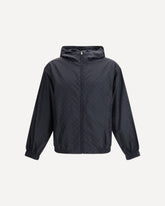 Giacca in nylon GG jacquard con cerniera  - NERO | Base Blu