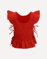Ruched cotton Top with side bows - RED | Base Blu