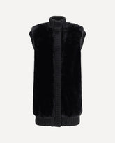 Long Vest in faux fur - BLACK | Base Blu