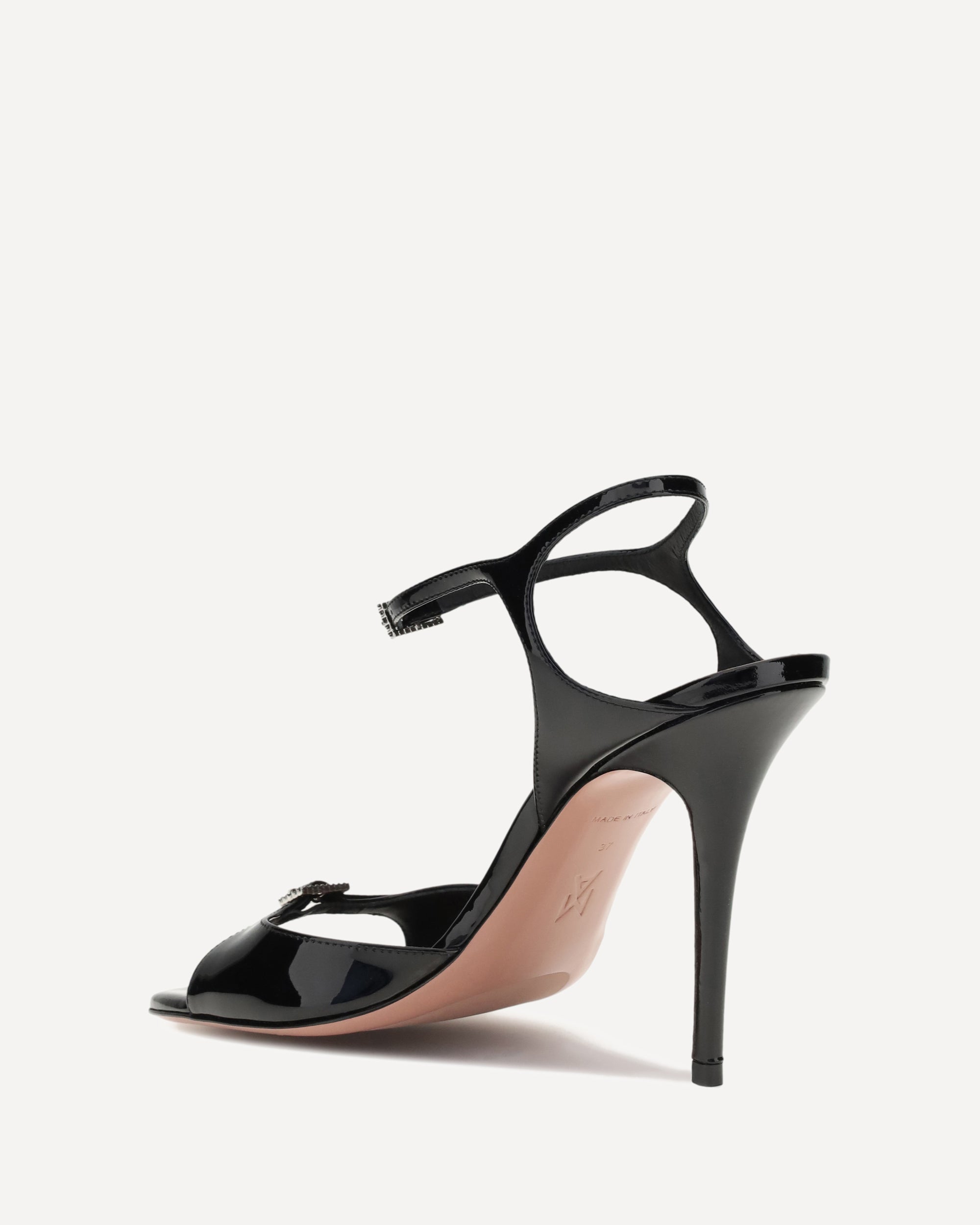 AMINA MUADDI Patent-leather Adut Sandal BLACK | Base Blu