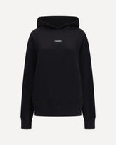 Cotton Hooded Sweatshirt with logo patch - BLACK | Base Blu
