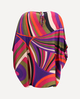 Short Caftan in silk with Marmo print - MULTICOLOUR | Base Blu