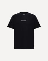 Crew-neck cotton T-shirt with printed logo - BLACK | Base Blu