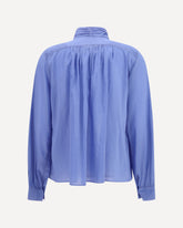pleated high-neck Blouse - LIGHT BLUE | Base Blu