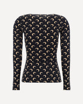 Long-sleeve Top with iconic all-over contrasting moon logo print - BLACK | Base Blu
