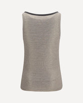 Striped linen lamé jersey Tank Top with glossy finishes - BEIGE | Base Blu
