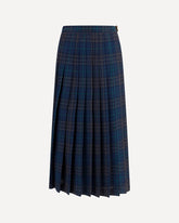 Pleated check wool-blend Skirt - BLUE | Base Blu