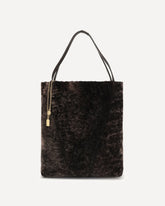 Borsa Tote Spin grande in shearling - MARRONE | Base Blu