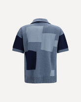 Short-sleeve patchwork Cardigan - LIGHT BLUE | Base Blu