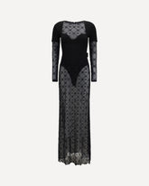 Layered long Dress in jersey and mesh - BLACK | Base Blu
