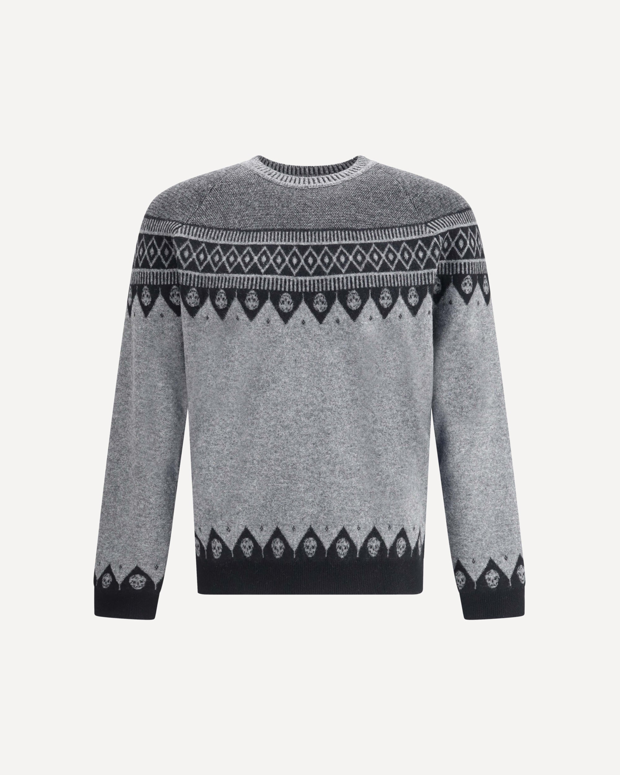 A*1様 Alexander McQueen セーター ALEXANDER McQUEEN Jacquard pattern with skulls Sweater GREY | Base Blu