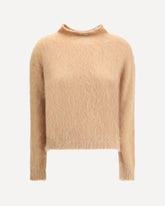 Turtleneck Sweater in brushed mohair-blend yarn - BROWN | Base Blu