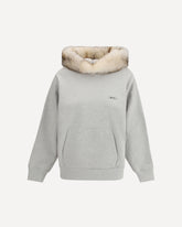 Felpa con cappuccio rifinito in shearling - GRIGIO | Base Blu