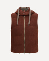 Hooded Down Vest - BROWN | Base Blu
