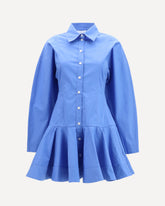 Cotton Shirt Dress with balloon skirt - LIGHT BLUE | Base Blu