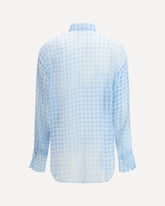 Silk Blouse with vichy print - LIGHT BLUE | Base Blu