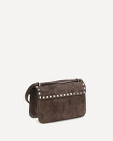 Rockstud mini suede Shoulder Bag - BROWN | Base Blu