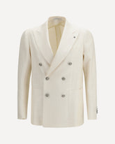 double-breasted linen and cotton Blazer - CREAM | Base Blu