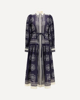Banderra floral print Midi Shirt Dress - BLUE | Base Blu