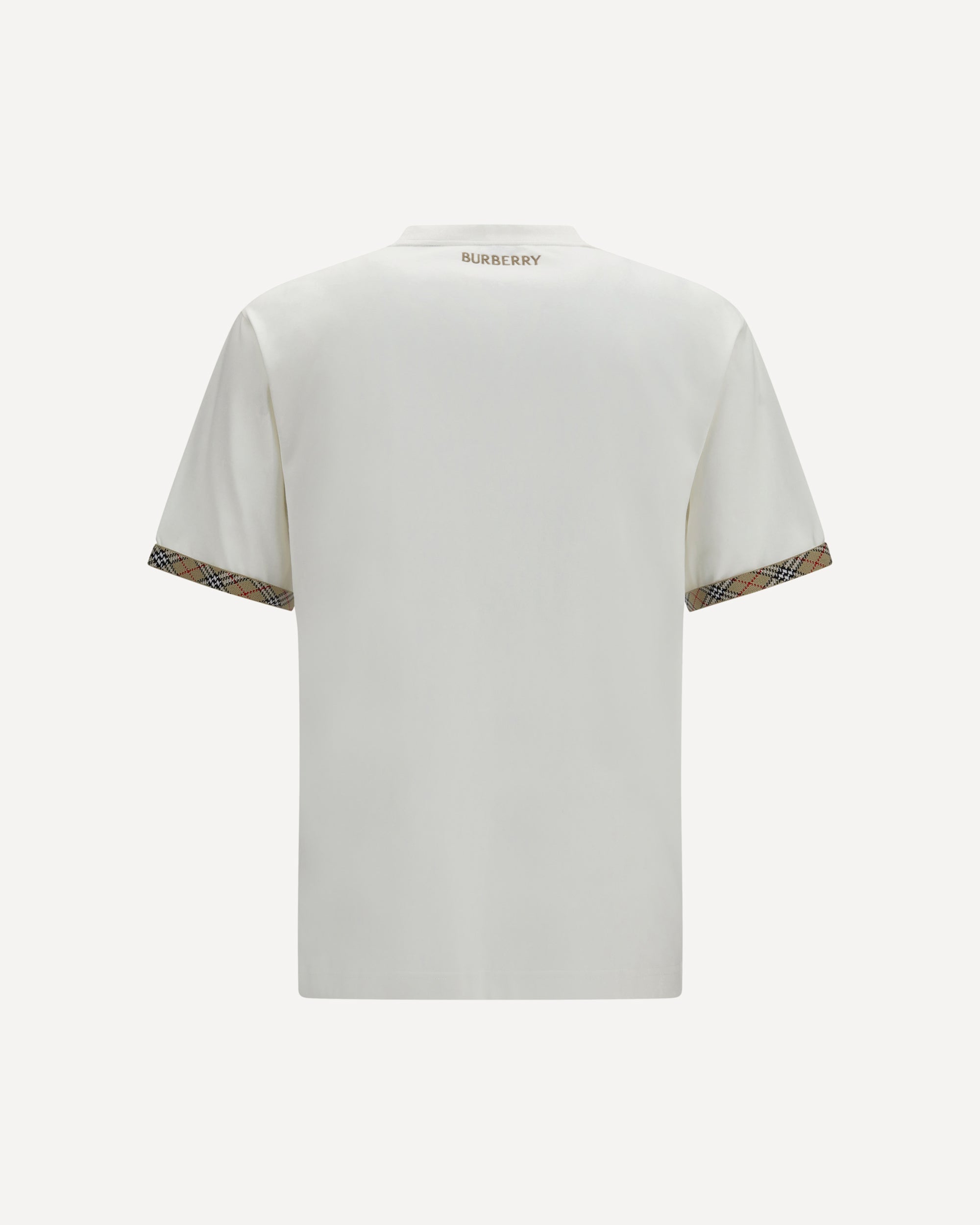 BURBERRY Cotton T-shirt with Check trims WHITE | Base Blu