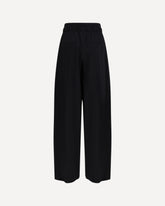 Wide Stretch Wool Trousers - BLACK | Base Blu