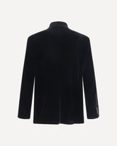 Blazer One Shot in stretch viscose and cupro velvet - BLACK | Base Blu