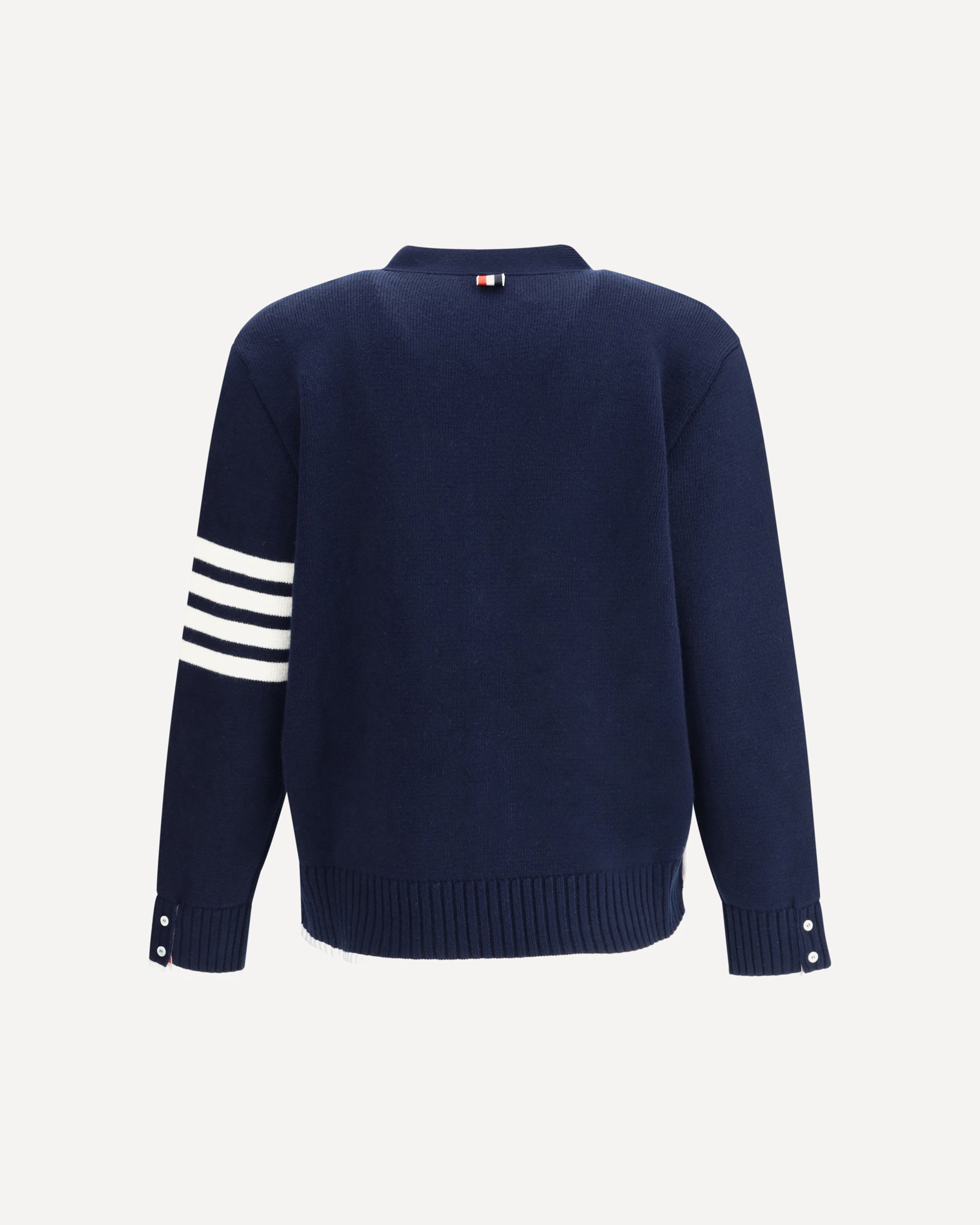THOM BROWNE ネイビー カーディガンニットセーター 2 THOM BROWNE Merino wool Cardigan BLUE | Base Blu