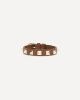 Studded leather Bracelet - BROWN | Base Blu